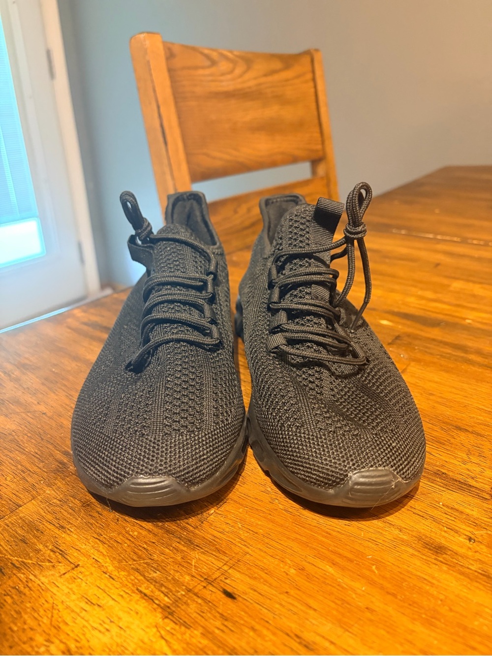 Black Knit Slip-On Sneakers